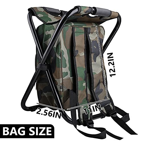 Folding Stool Backpack Insulated Cooler Bag, Collapsible Camping Hunting