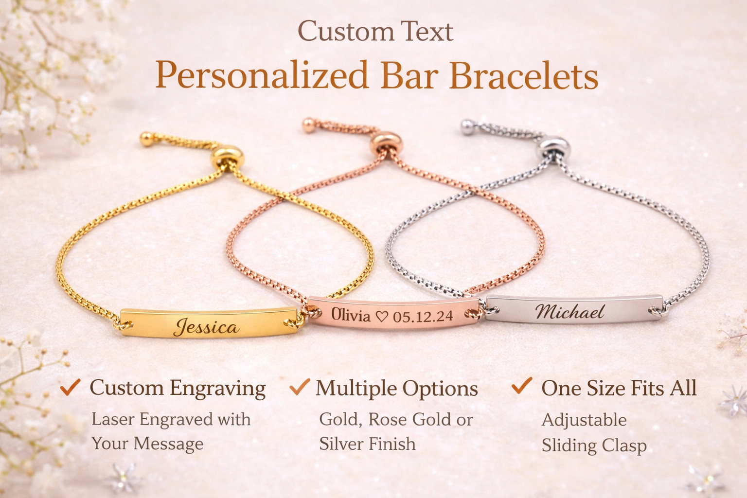 Personalized Bracelet Name Bar Bracelet Custom Engraved Any Name Date Coordinate