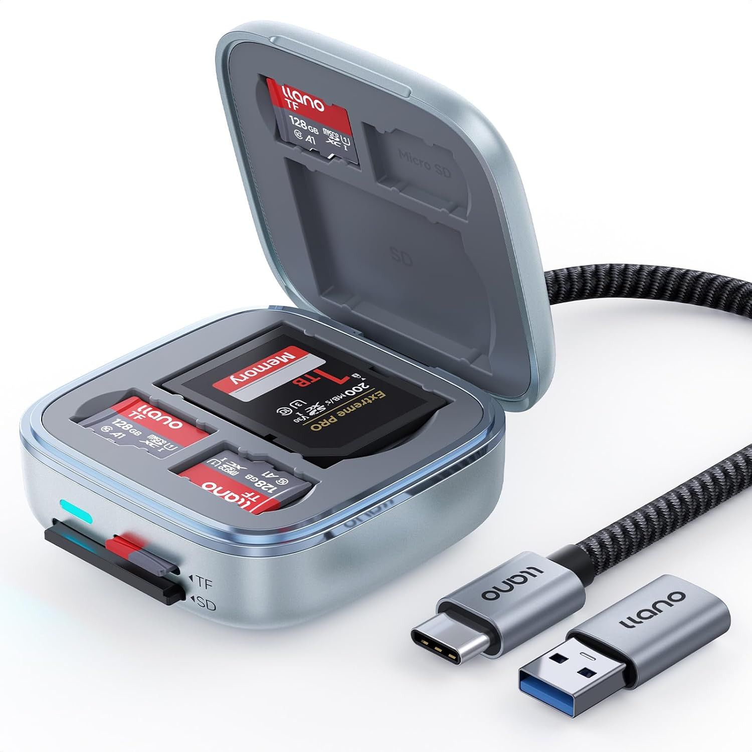 Micro SD Card Reader Case TF 4.0 Memory Card Reader Holder(5Gbps) | UHS II 6 Slo