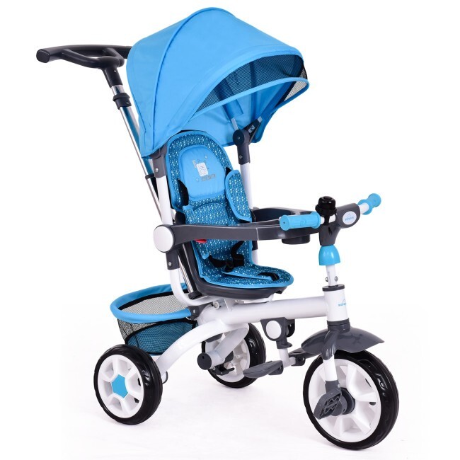 Costway 4-In-1 Kids Baby Stroller Tricycle Detachable Toy Bike w/ Canopy Basket