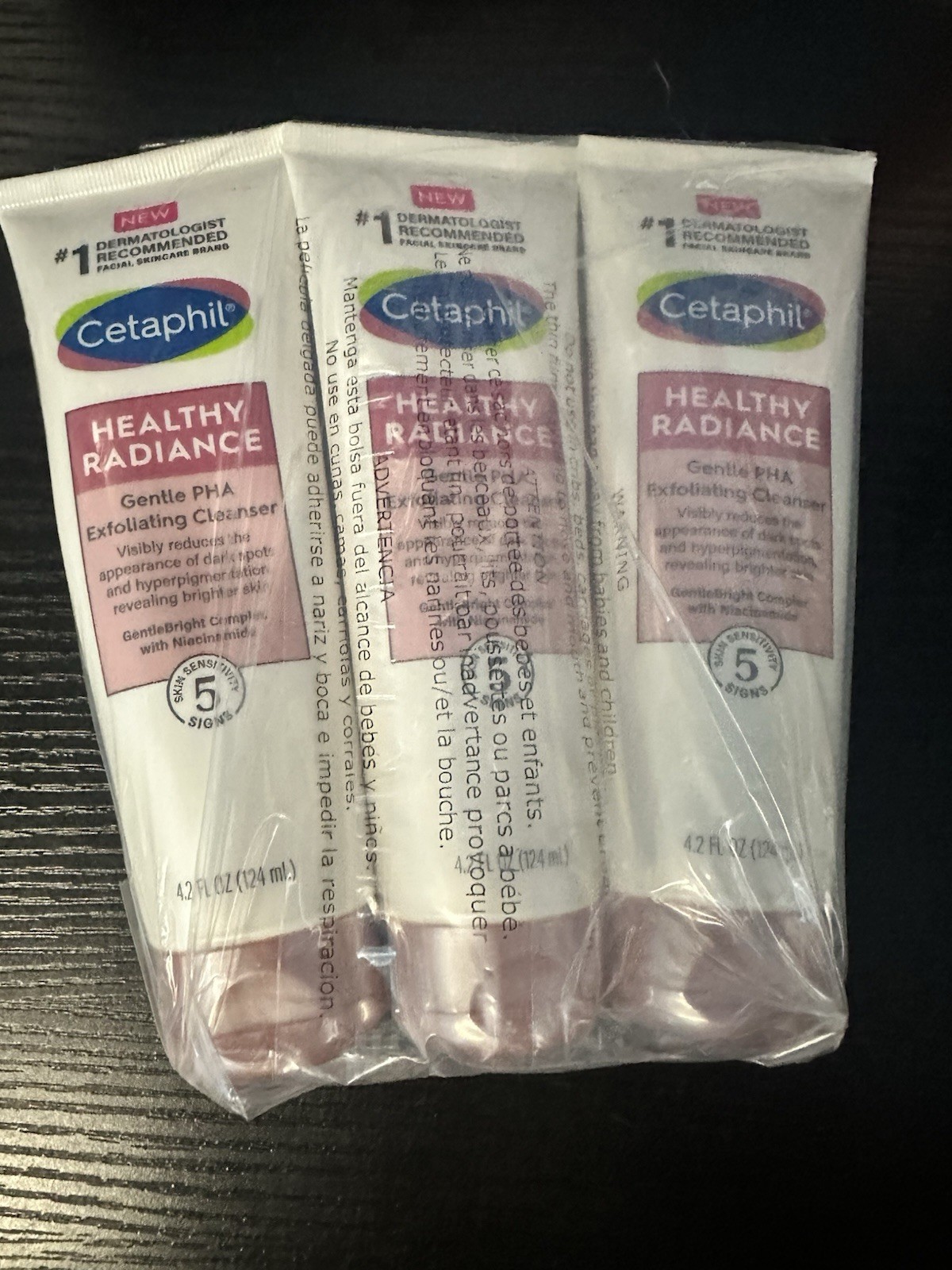 3 Pack CETAPHIL HEALTHY RADIANCE GENTLE PHA EXFOLIATING CLEANSER 4.2 FL OZ