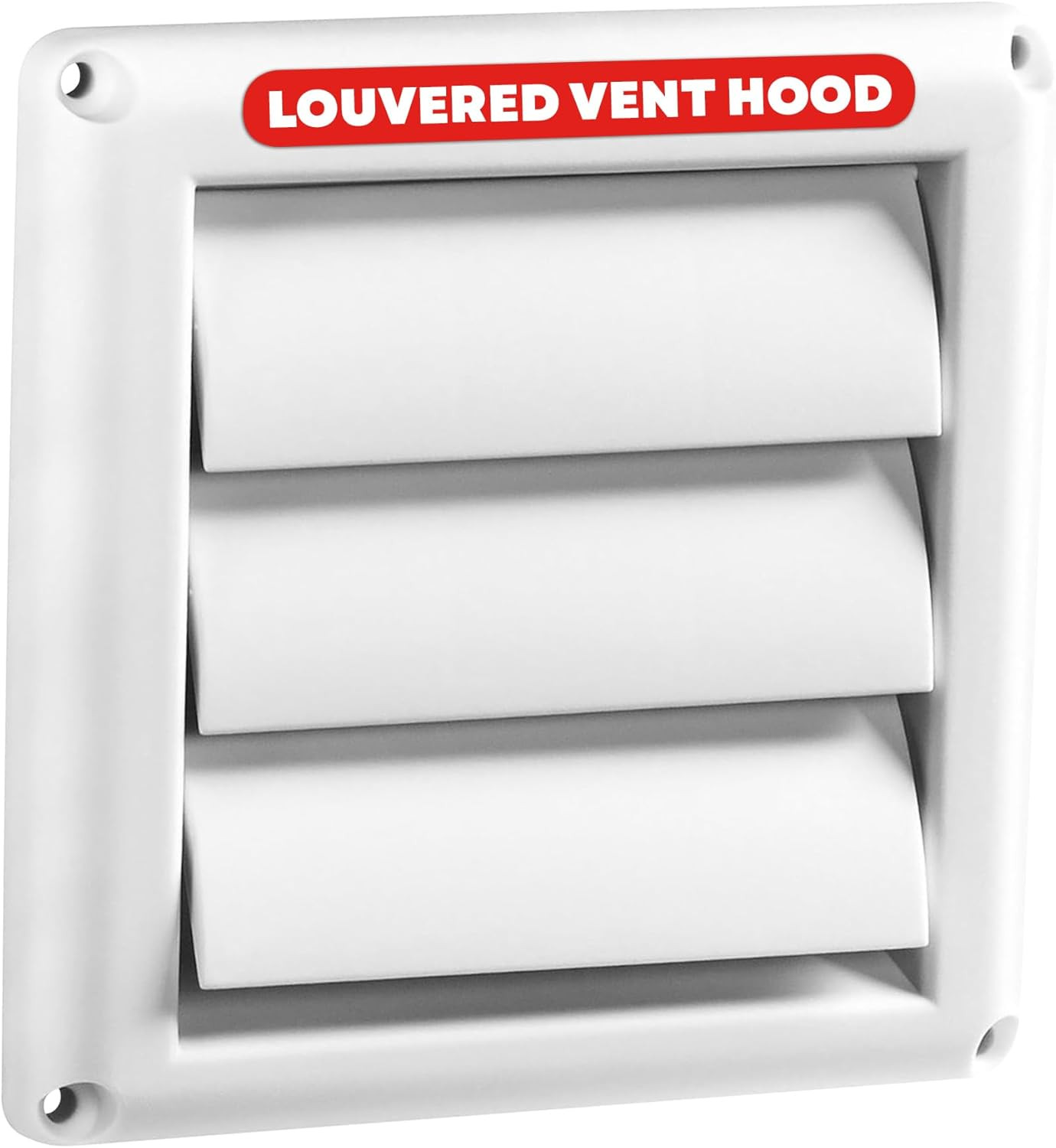 Dryer Vent Cover 4In Louvered Outdoor Weather Resistant Plastic White 6X6