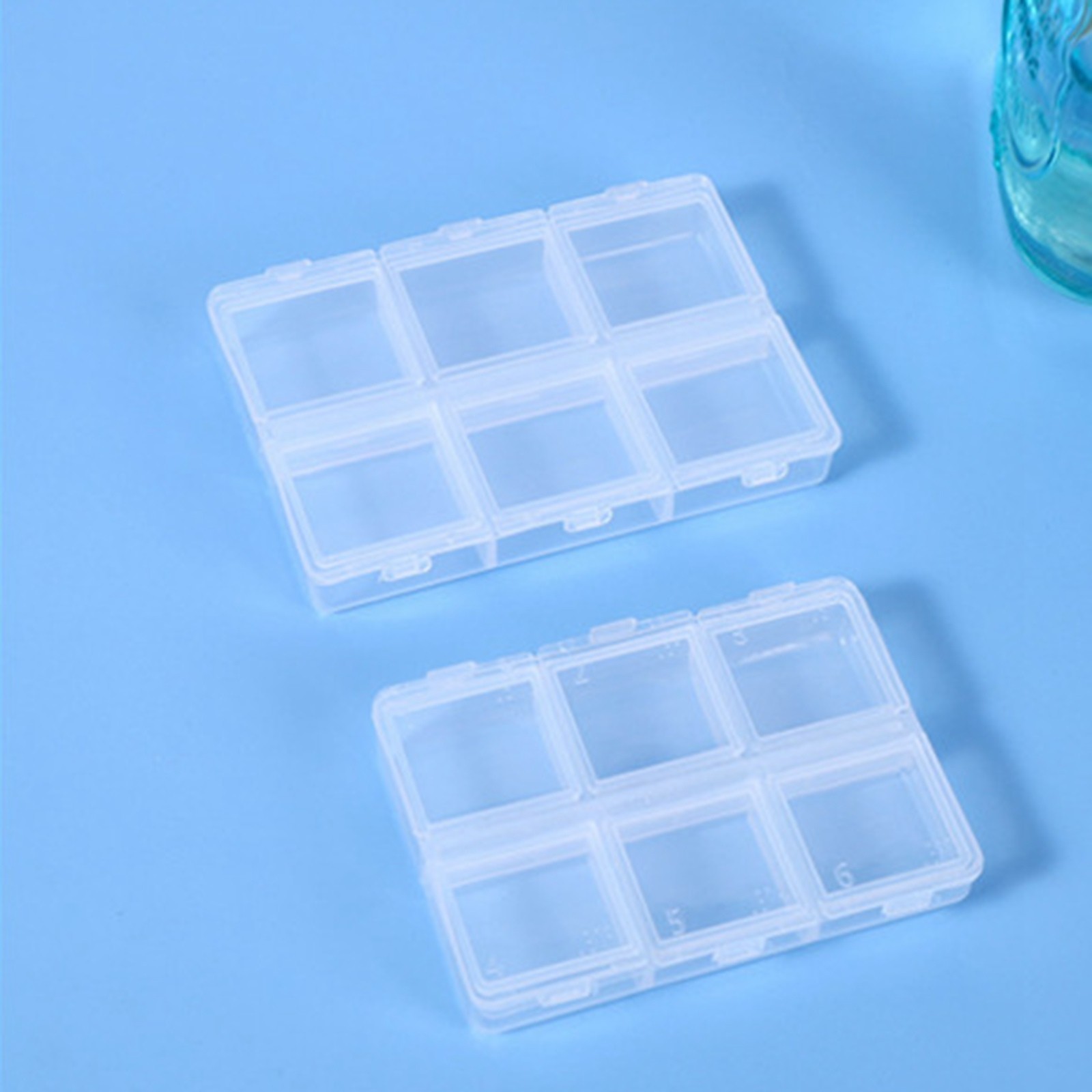 6 Pcs Clear Plastic Organizer Box Case 6 Grids Jewelry Storage Container 3.2"