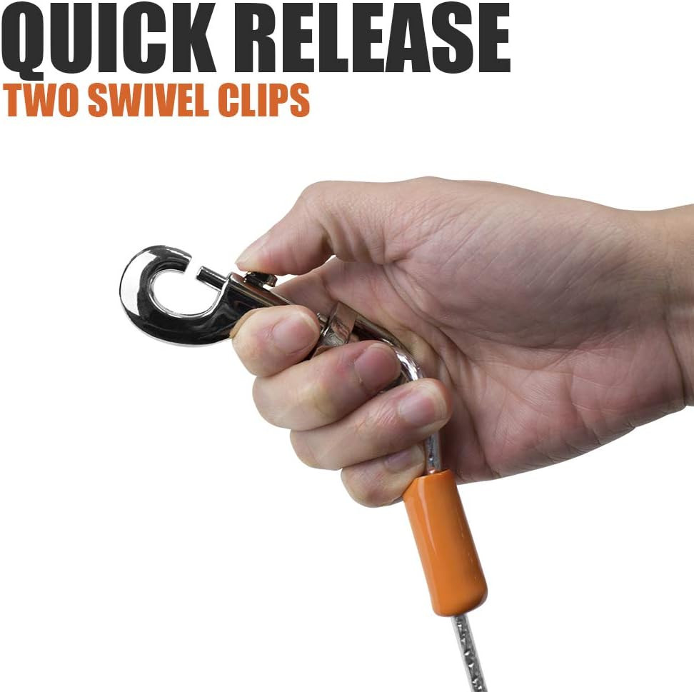 BV Dog Tie Out Cable 25 Feet - Heavy Duty Dog Lead up to 90 Pounds - Reflective