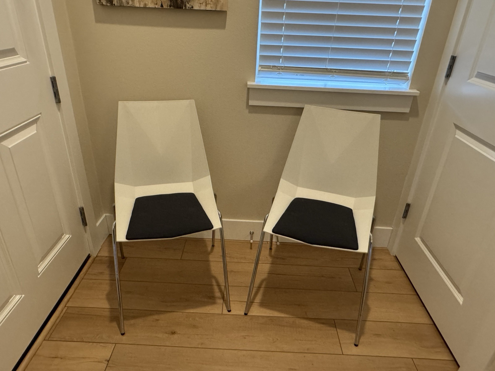 Mid Century Modern Chairs White Black Chrome Klaessons Mayflower Set Of 2