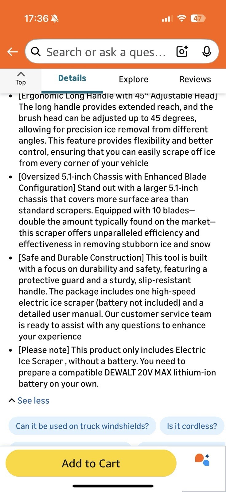 Cordless Electric Handheld Ice Scraper For Car Window