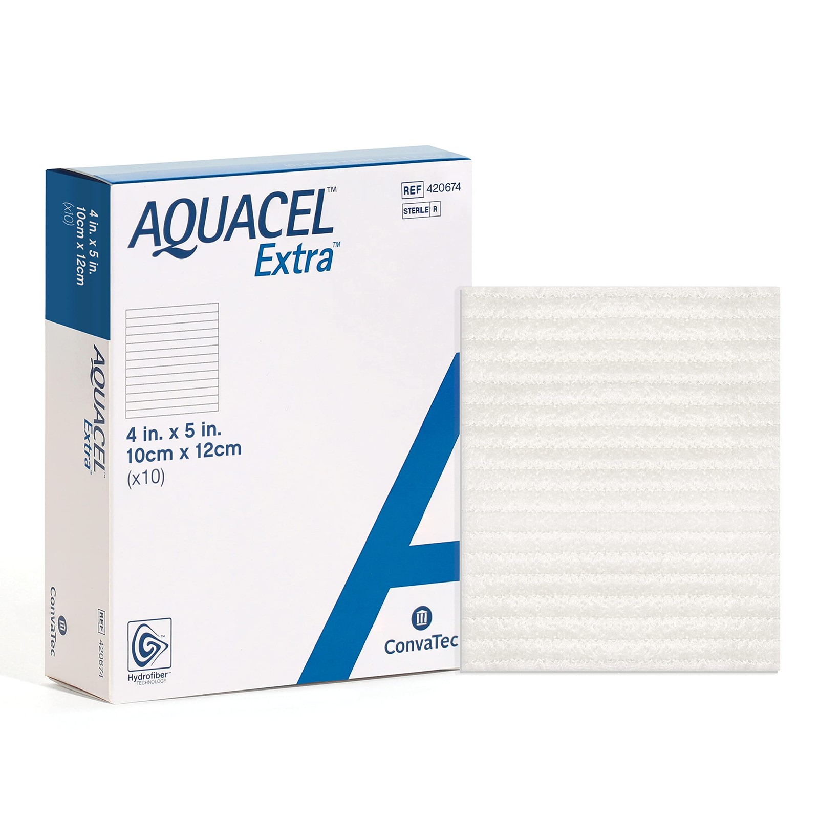 ConvaTec AQUACEL Extra 4"x5" Hydrofiber Absorbant 4" x 5" (10 Count), White
