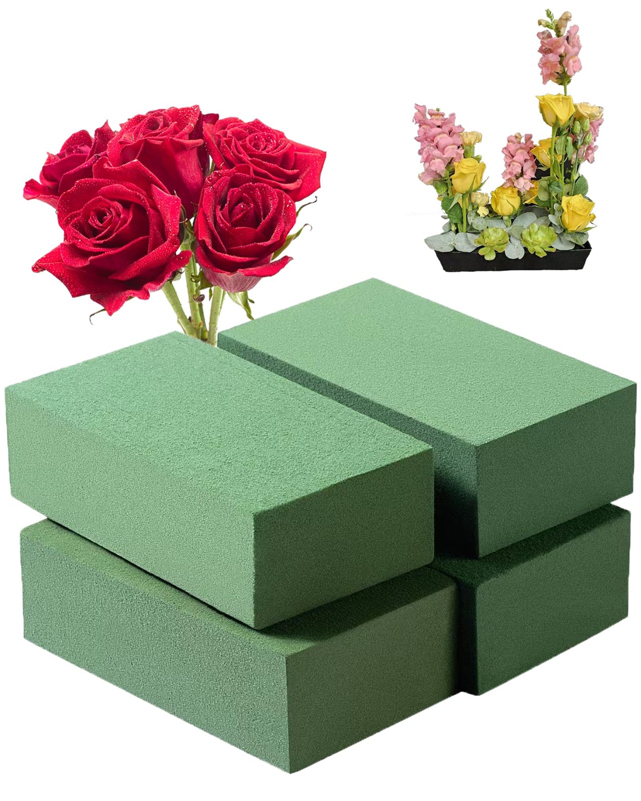 Fessary Floral Foam Blocks 5.5x3.1x1.7 Inch Dried and Wet Flower Green