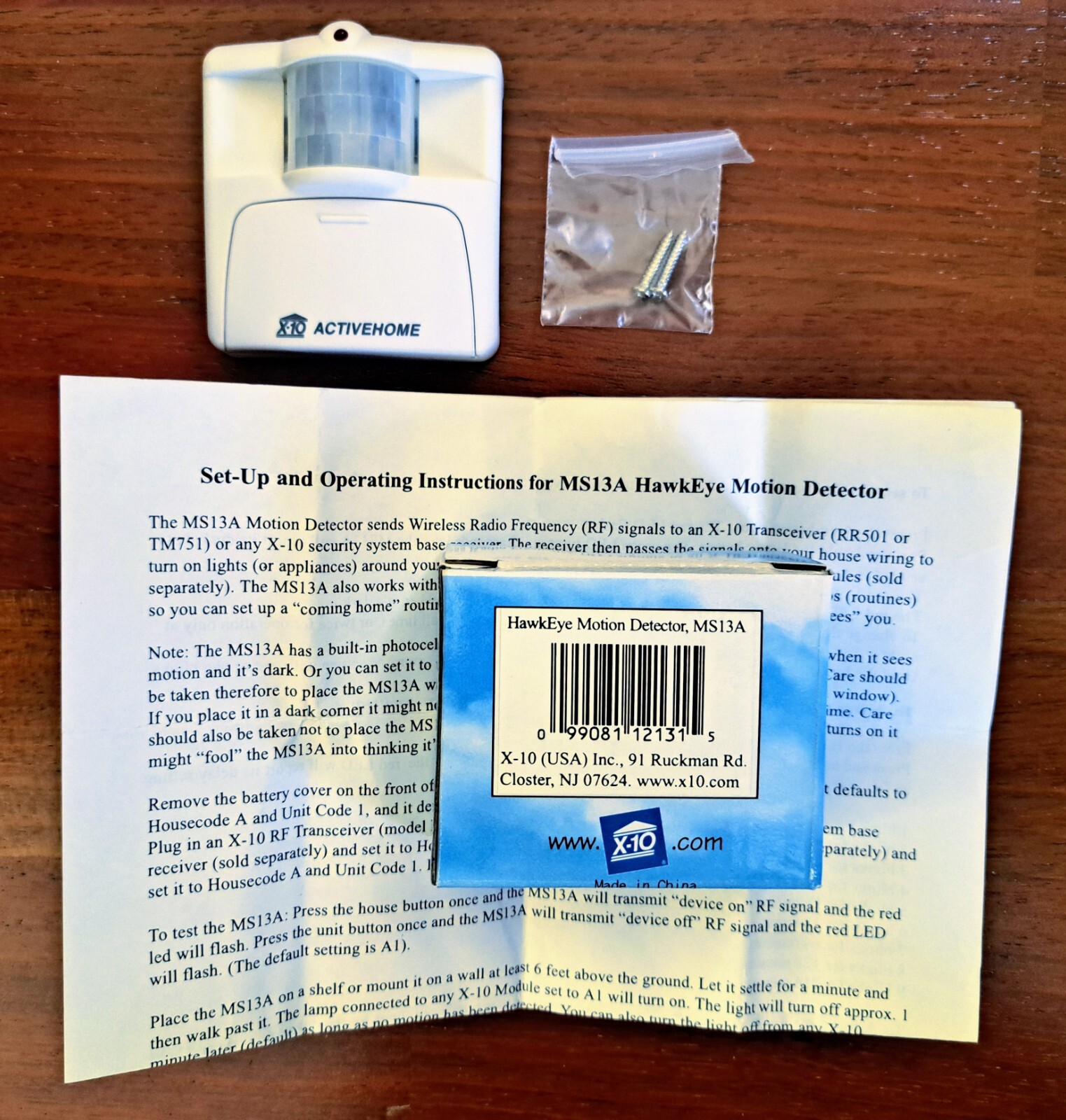 X10 Activehome HawkEye Occupancy Sensor / Motion Detector, Model MS13A, White