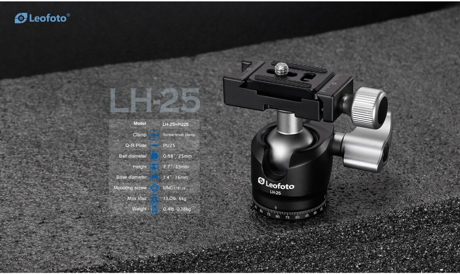 Leofoto LS-225C + LH25 + DC-222C Professional Carbon Fiber Tripod Set