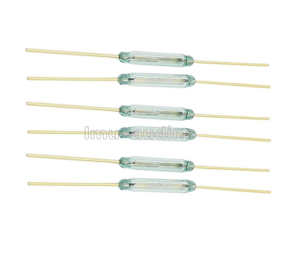 10pcs 2 x 14mm MKA-14103 Gold Tone Leads Glass N/O SPST Reed Switches 10-15AT