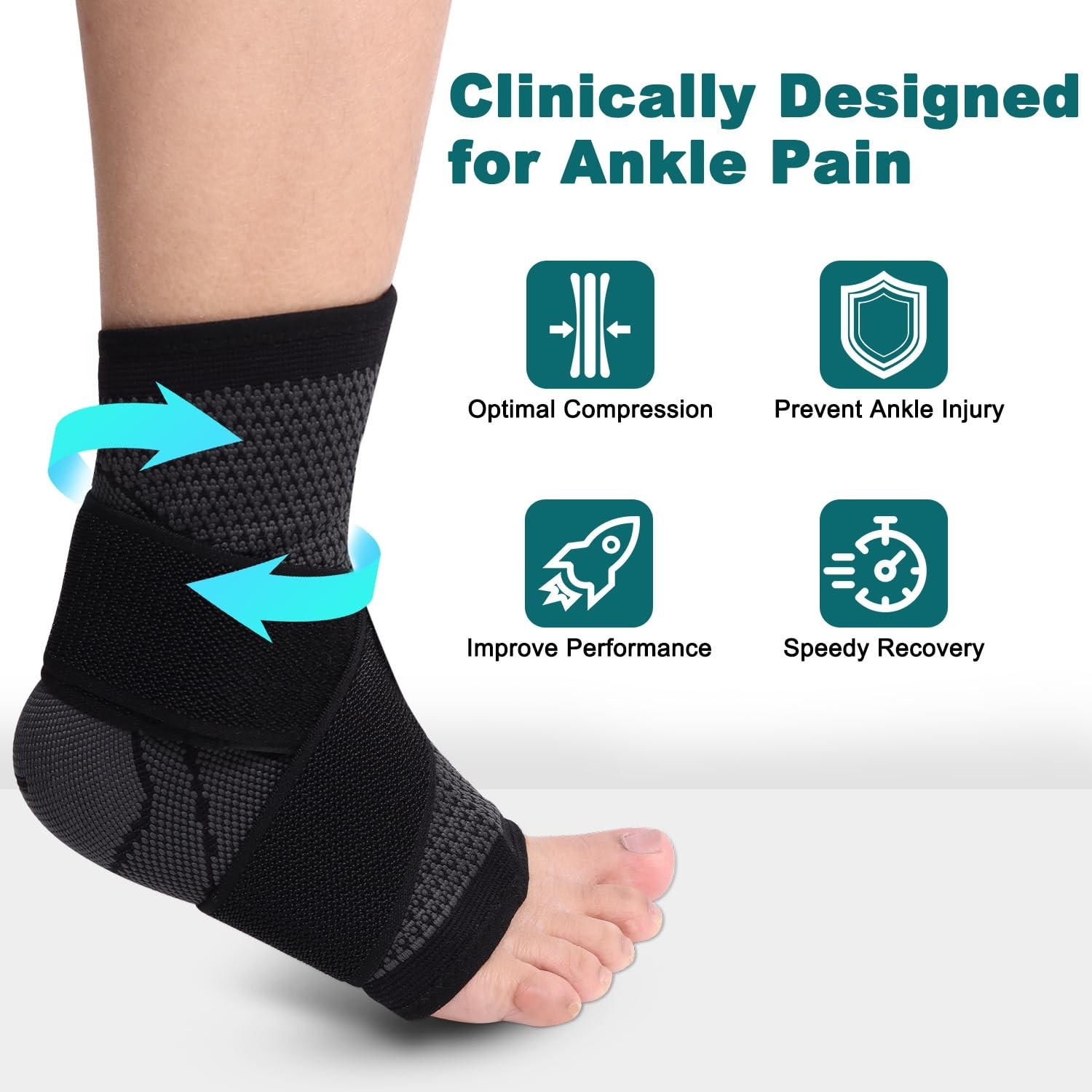 Ankle Support Brace Compression Sleeve Plantar Fasciitis Pain Relief Foot Wrap