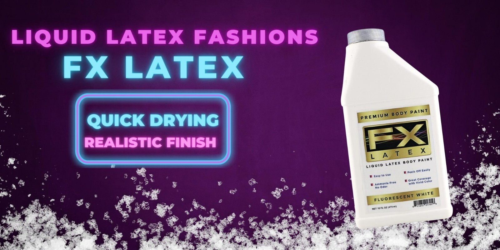 FX Latex Fluorescent White - 16 oz - Face and Body Paint GLOWS UNDER BLACKLIGHT!
