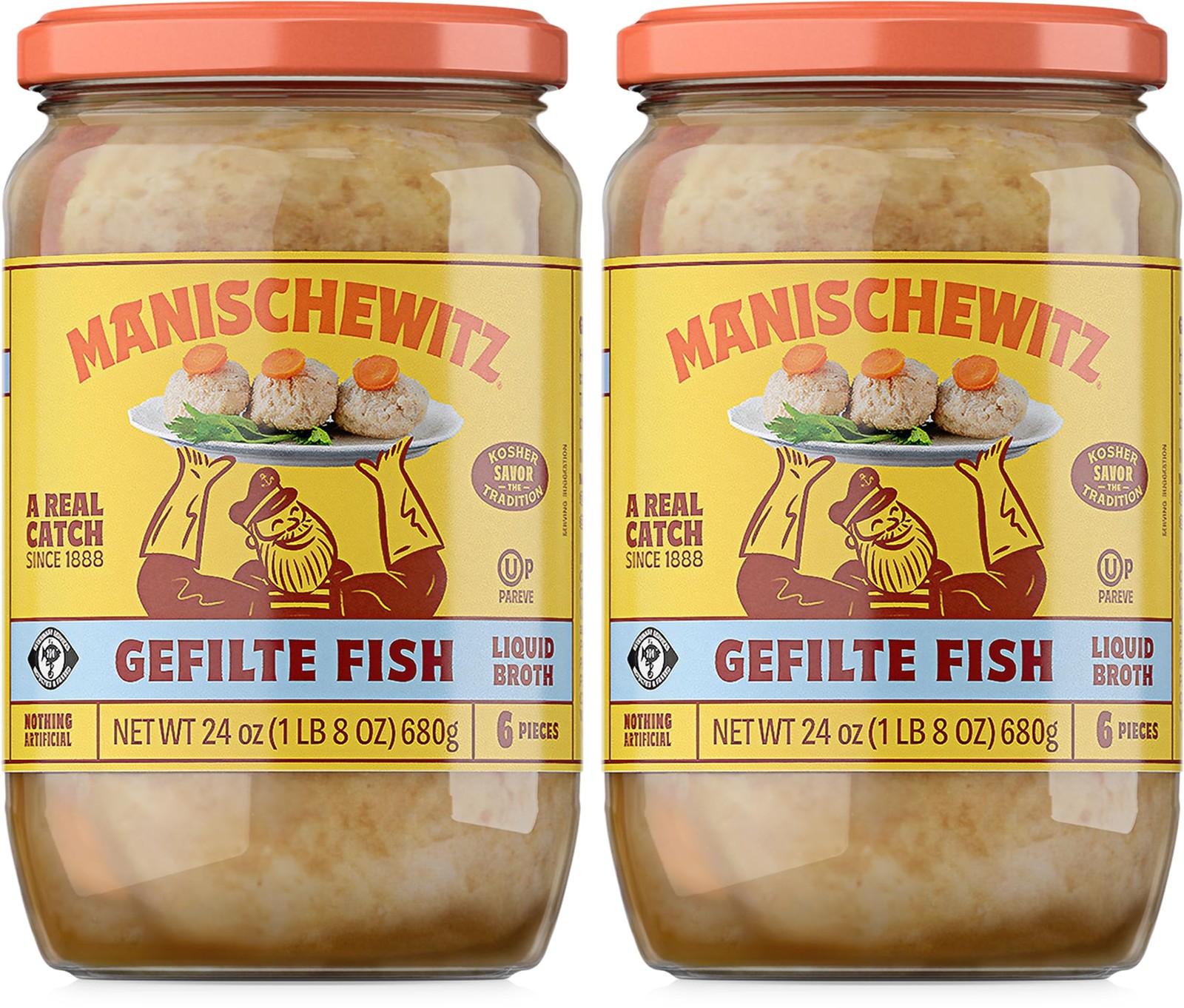 Manischewitz Gefilte Fish in Liquid Broth, Kosher for 24 Ounce (Pack of 2)