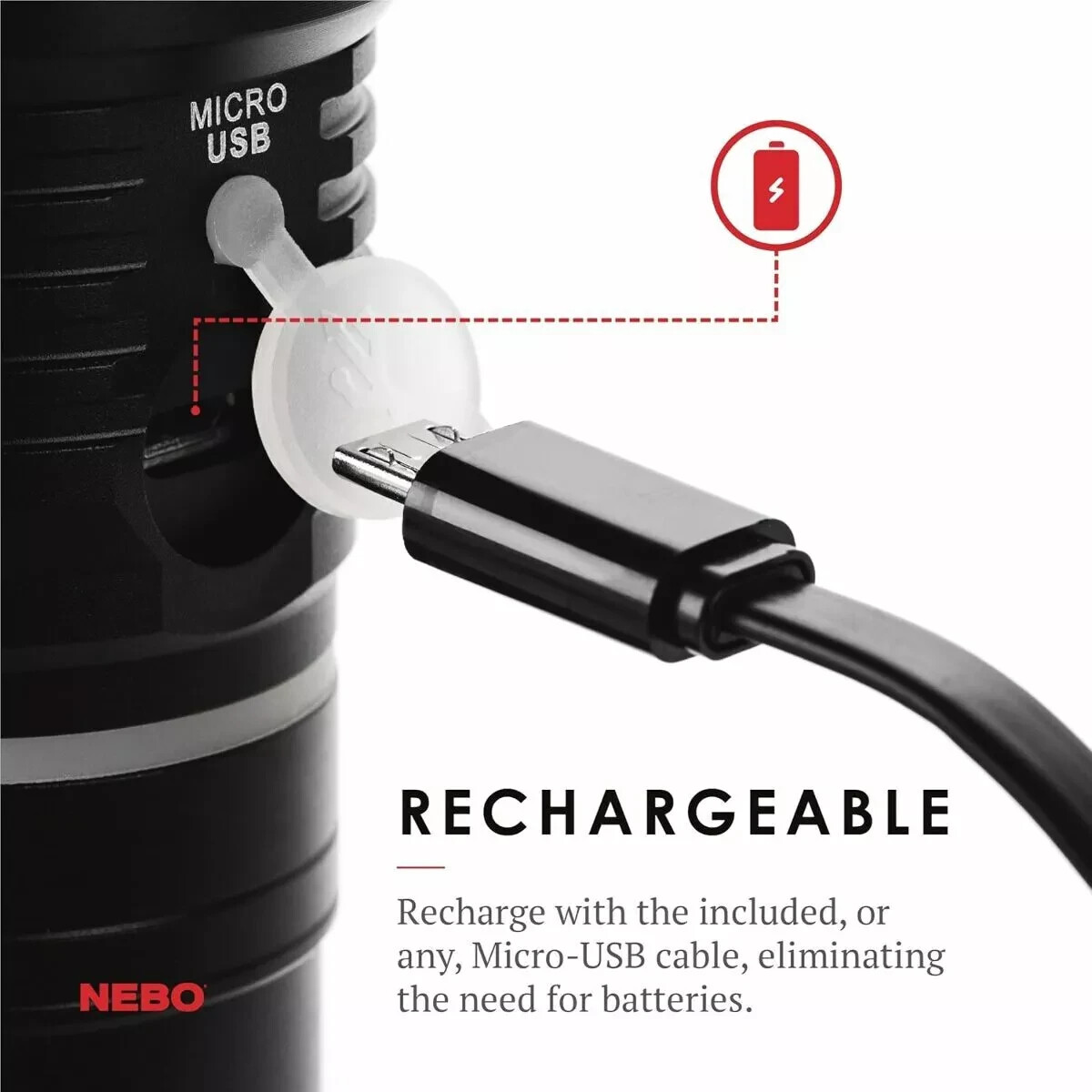 NEBO Slyde King Flashlight, Rechargeable LED Flashlight and Work Light, Bright
