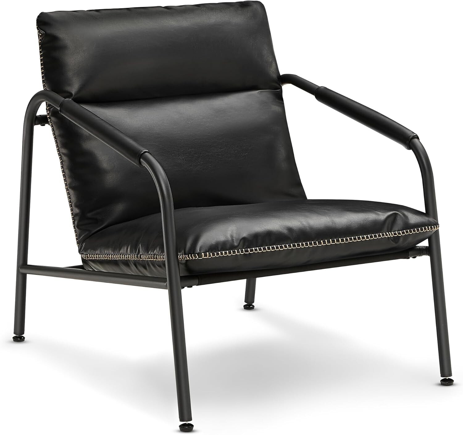 VASAGLE EKHO Collection Accent ArmChair Metal Framed Synthetic Leather MCM Black