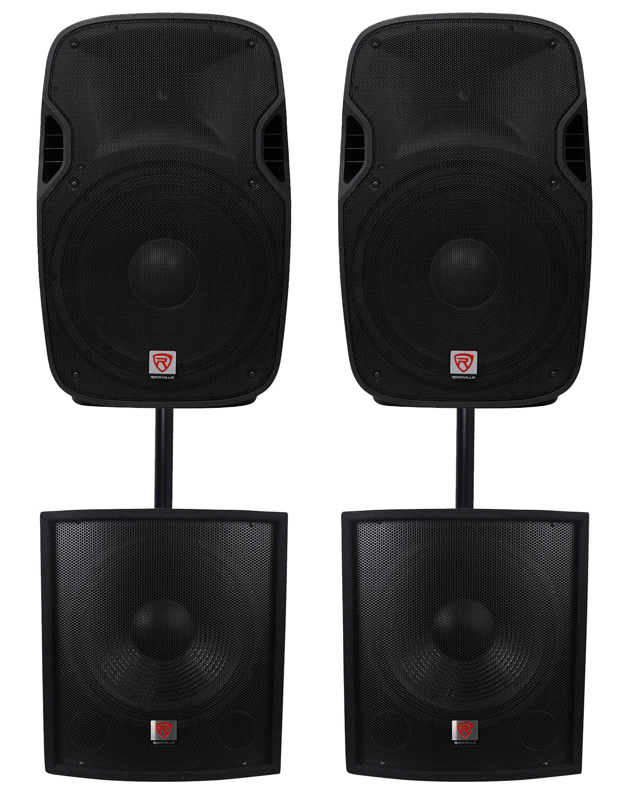 (2) Rockville SPGN158 15" 8-Ohm 1600 Watt DJ PA Speakers+Passive Subwoofers Subs