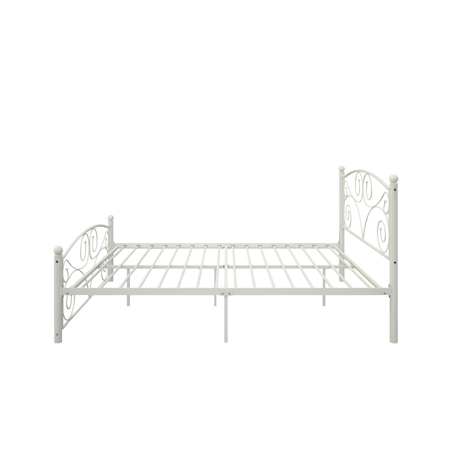 Full Size Bed Frame Metal Platform Bed Frame Sturdy Slat Support White US