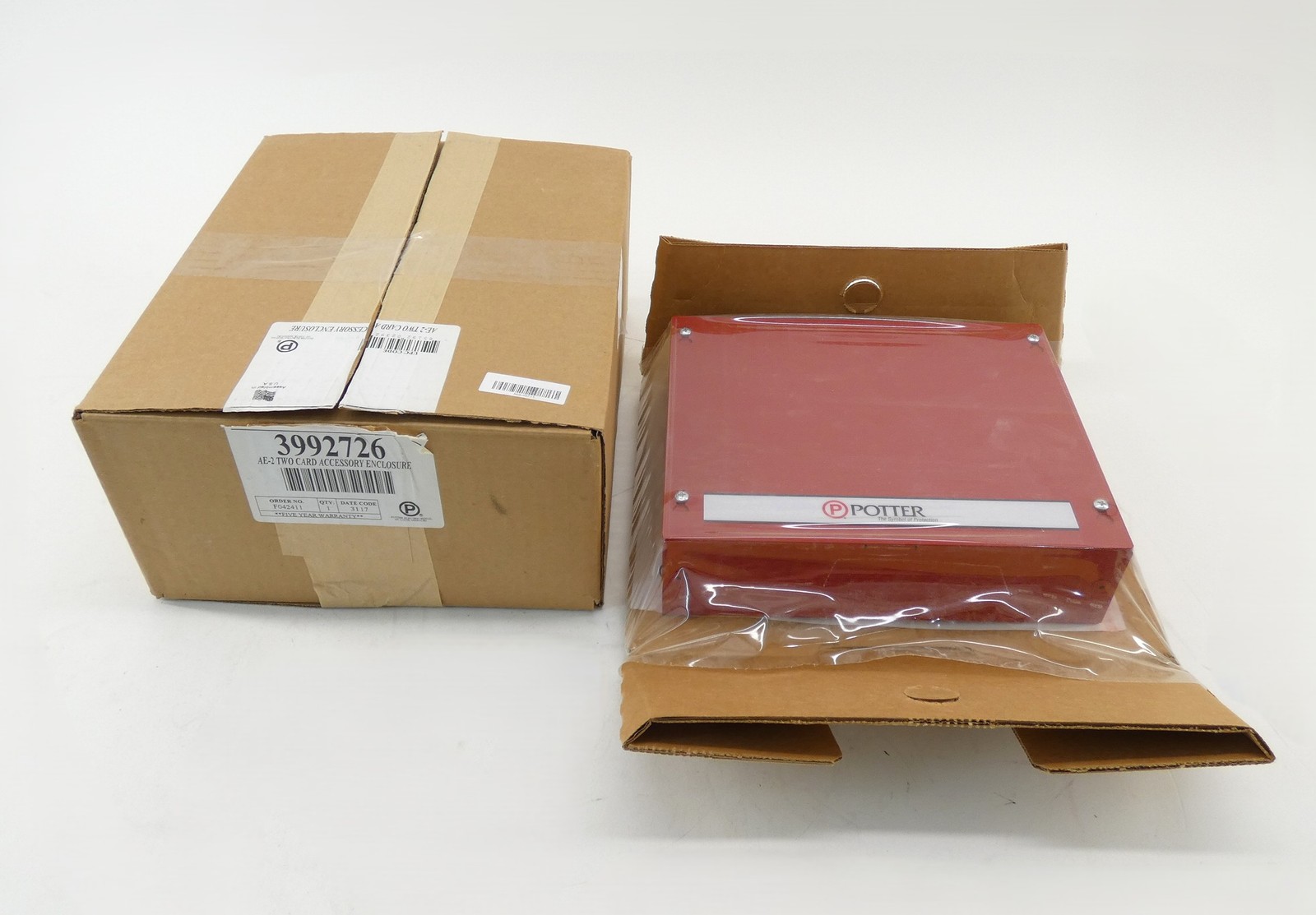 Potter 3992726 AE-2 Two Card Accessory Enclosure Red Fire Alarm Control Panel...