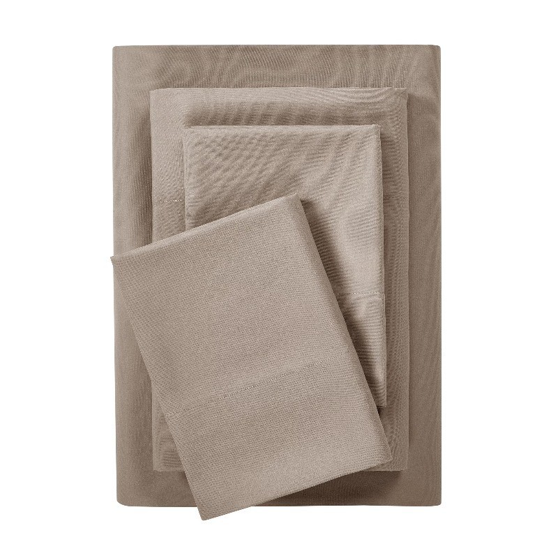Comfort Chill Microfiber Bed Sheet Set Full Soft Texture Brownstone 4 Piece