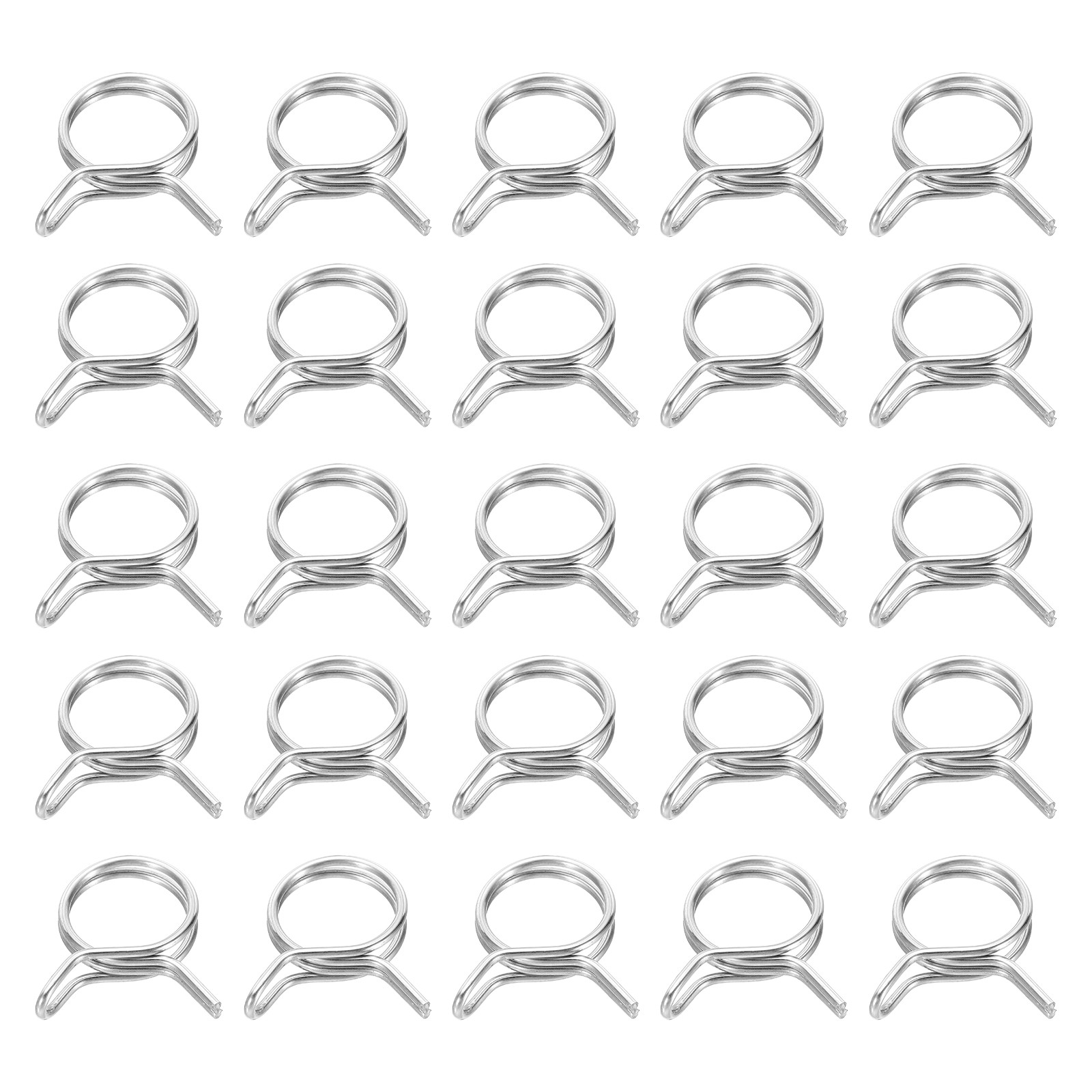 25Pcs 22mm ID 22-25.7mm OD Double Wire Spring Hose Clamp Spring Clips Clamps