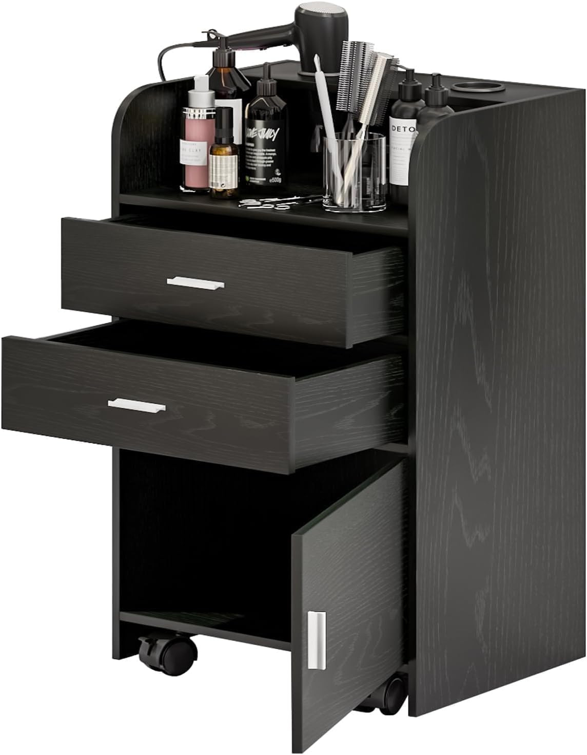 4ever2buy Salon Station for Hair Stylist, Black Beauty Barber Station, Salon Tro