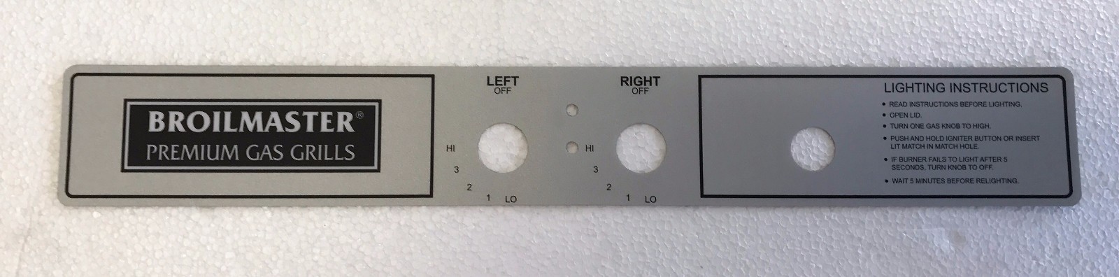 Broilmaster Gas Grill P3 Control Panel Label for Electronic Igniter B101517 New