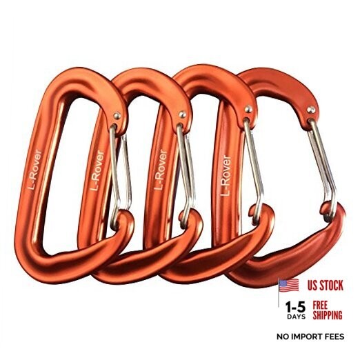 Carabiner,12KN Lightweight Heavy Duty Carabiner Clips,Aluminium Orange 4PCS