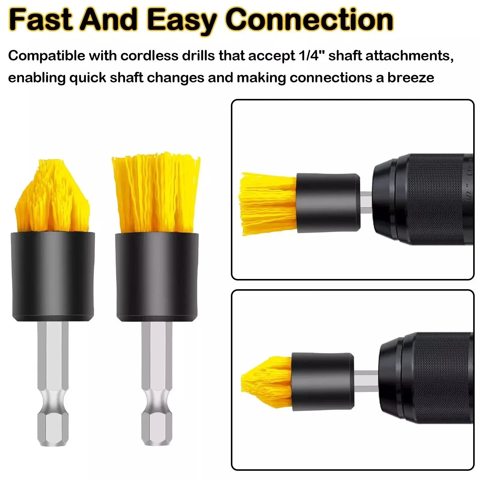 6 Pack Drill Brush Attachment Scrubber Brushes Set Kit with Adapter