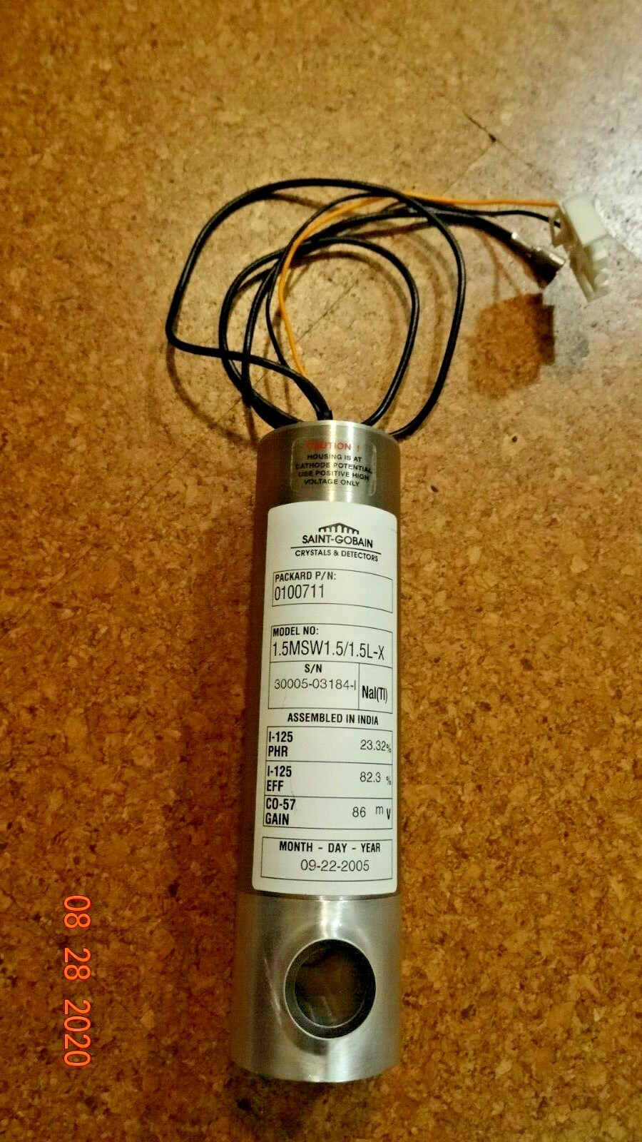 Bicron Side-Well NaI(Tl) Gamma Scintillation Crystal Detector 1.5MSW1.5/1.5L-X