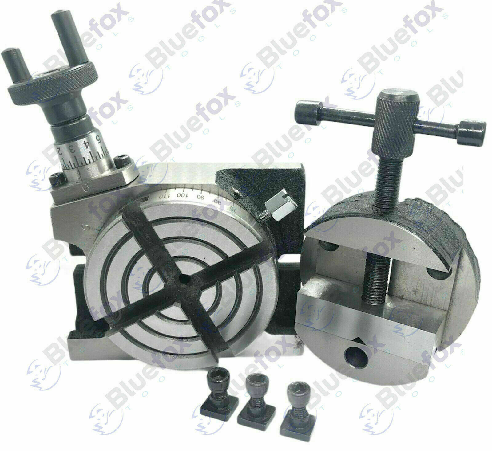 3"/80 MM PRECISION ROTARY TABLE WITH 80 MM ROUND VICE VISE & FIXING T-NUTS BOLTS