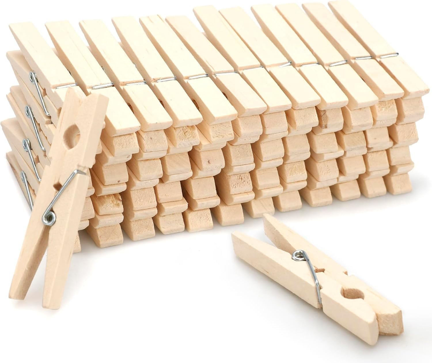Clothes Pins Wooden – 50 Pack Wooden Clothespins 2.9 Inch with Rust-Resistant Co