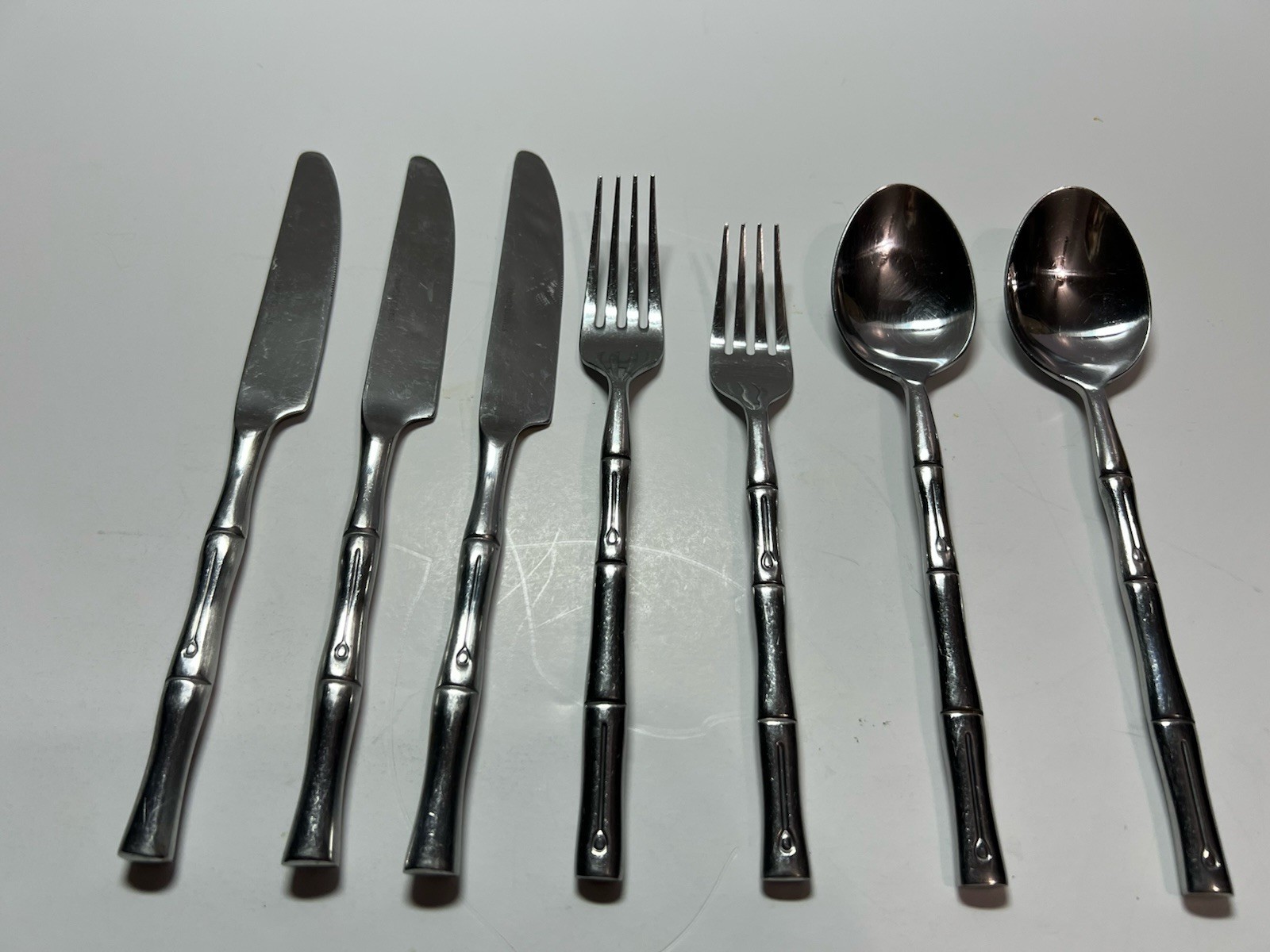 Hampton Silversmith BAMBOO Flatware Stainless Steel 7 Pieces Lot