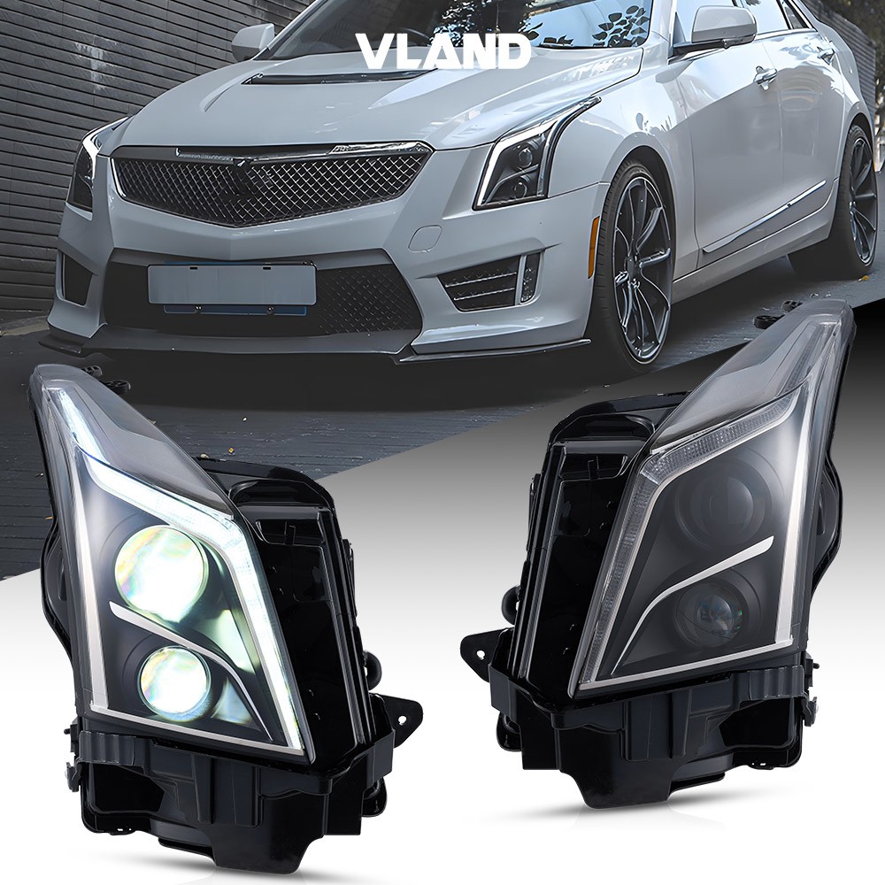 VLAND Fit 2013-2018 Cadillac ATS Full LED Headlights w/Sequential+Animation Pair