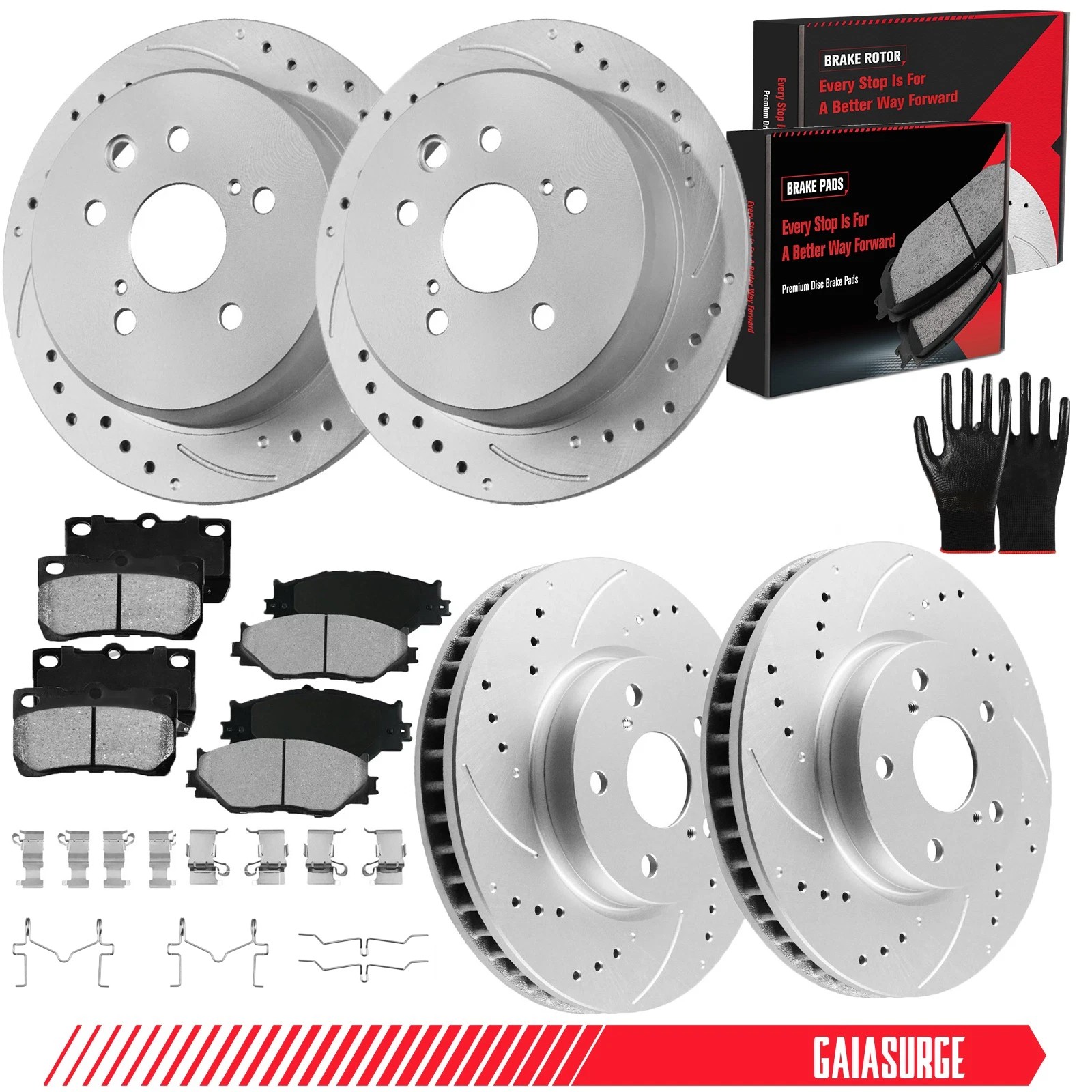 Front & Rear Drilled Rotors + Brake Pads Kits for 2006-2008 Lexus IS250 2.5L
