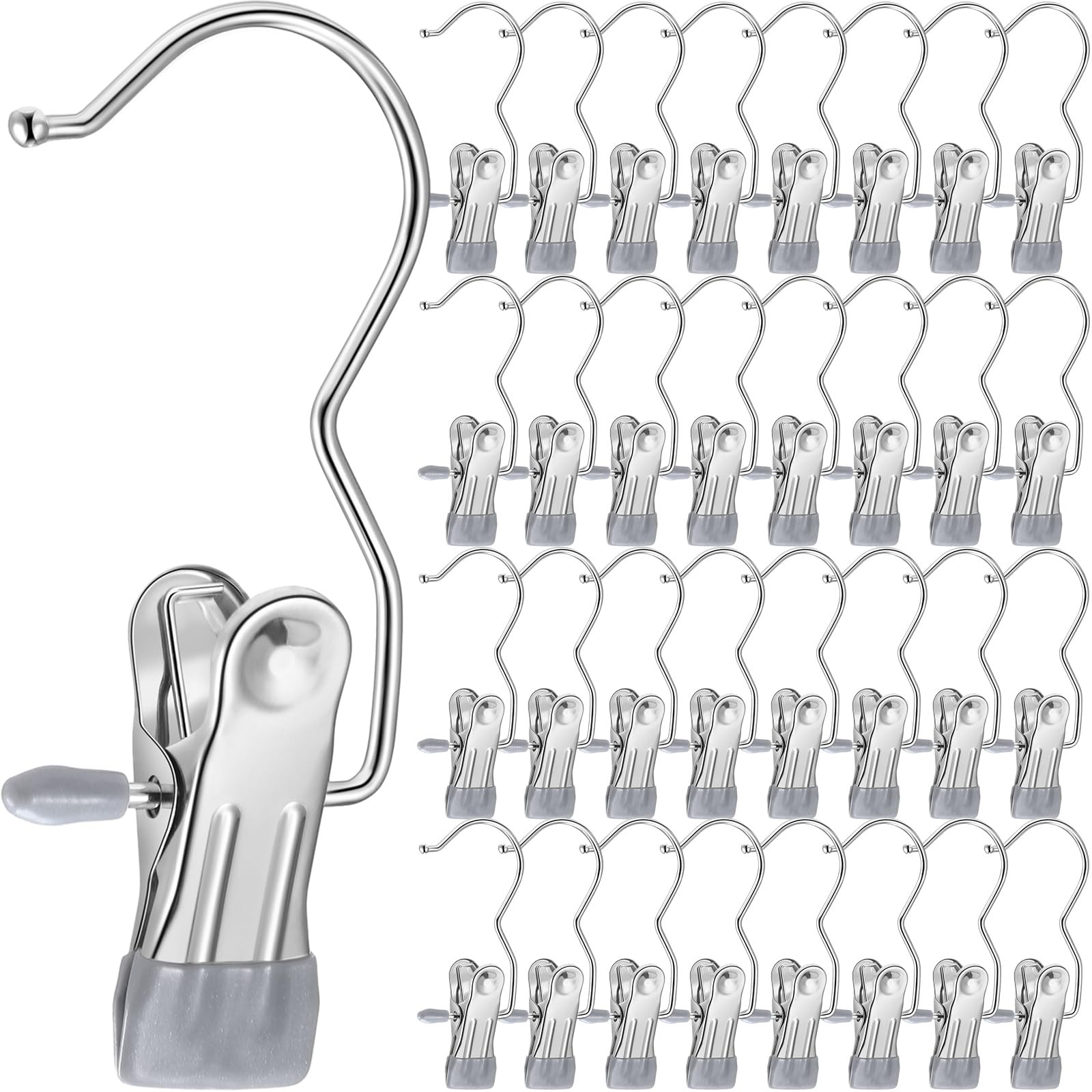 150 PCS Boot Hangers Clips Laundry Hooks Stainless Steel Clothes Pins Gray