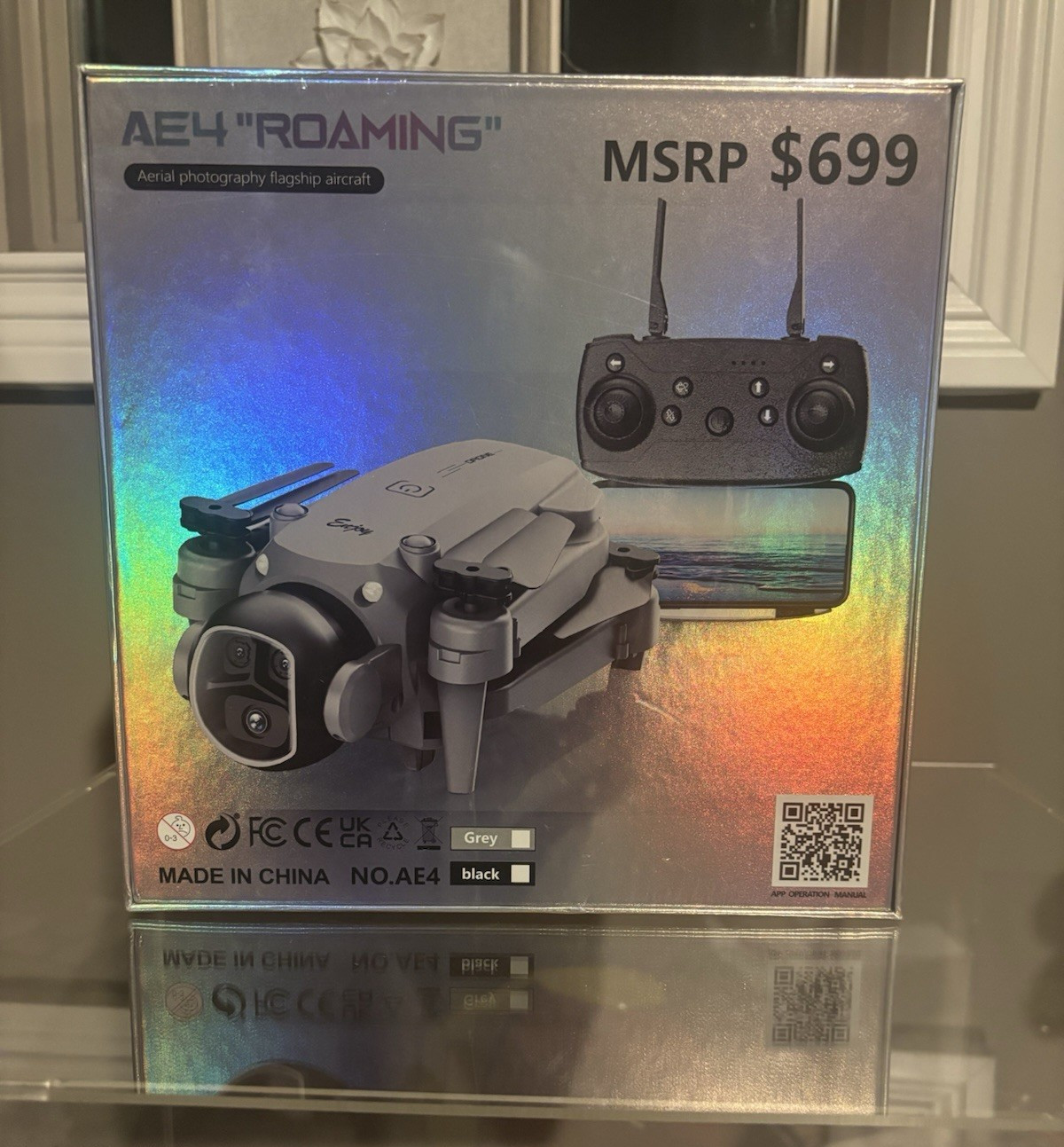 AE4 "ROAMING" Ready to Fly Camera Drone App Controller w/ Remote, Black