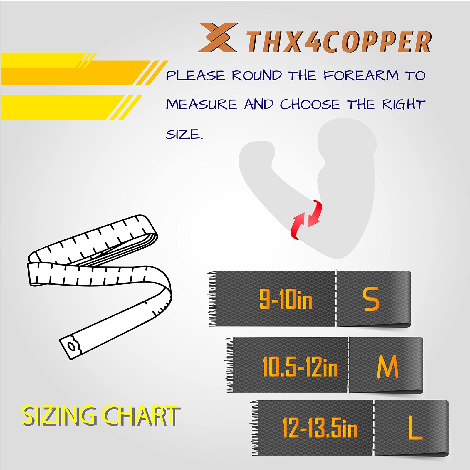 THX4COPPER Infused Adjustable Compression Tennis Medium (Pack of 1), Black