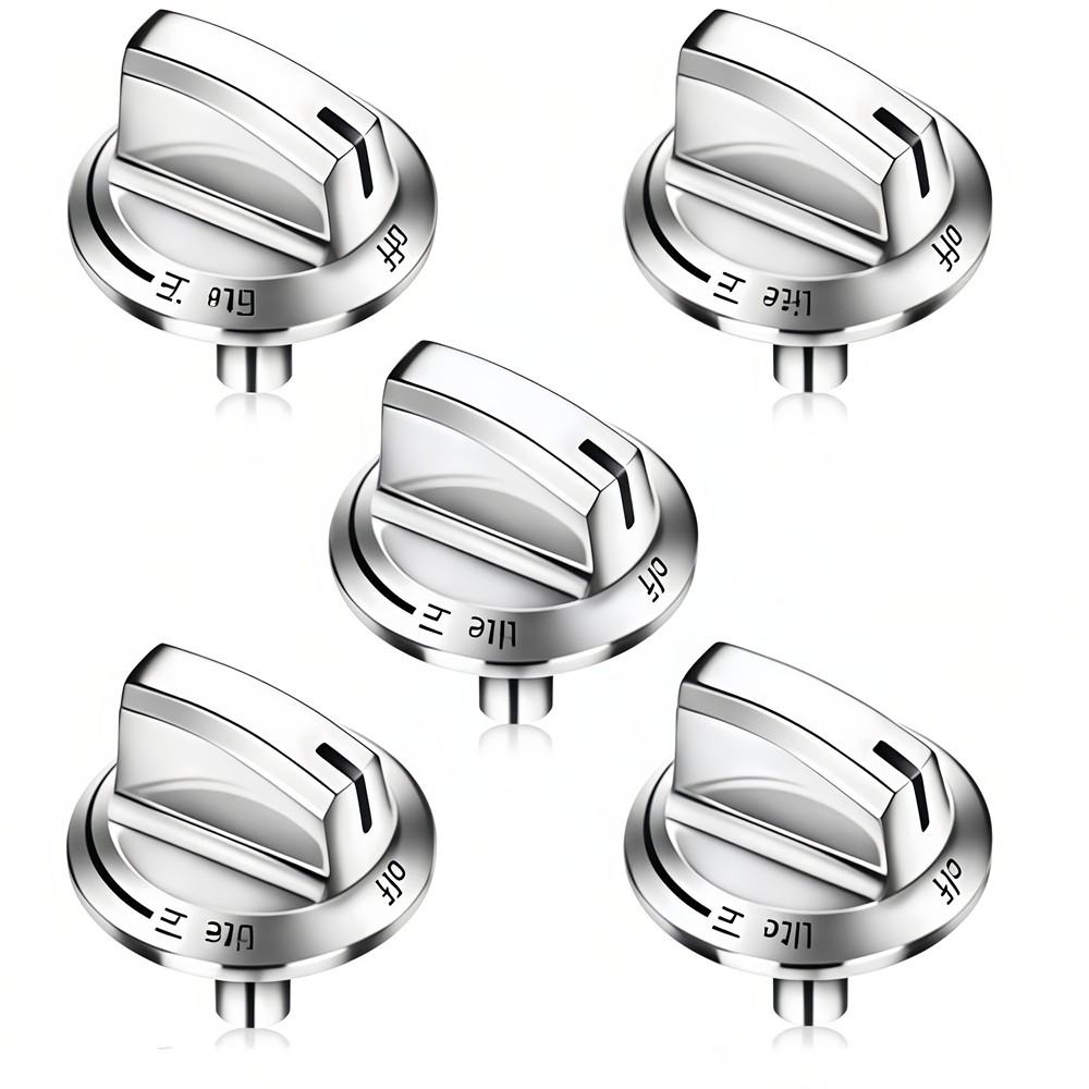 5PCS Control Knob Stainless Steel Color Compatible with Frigidaire 5304525746