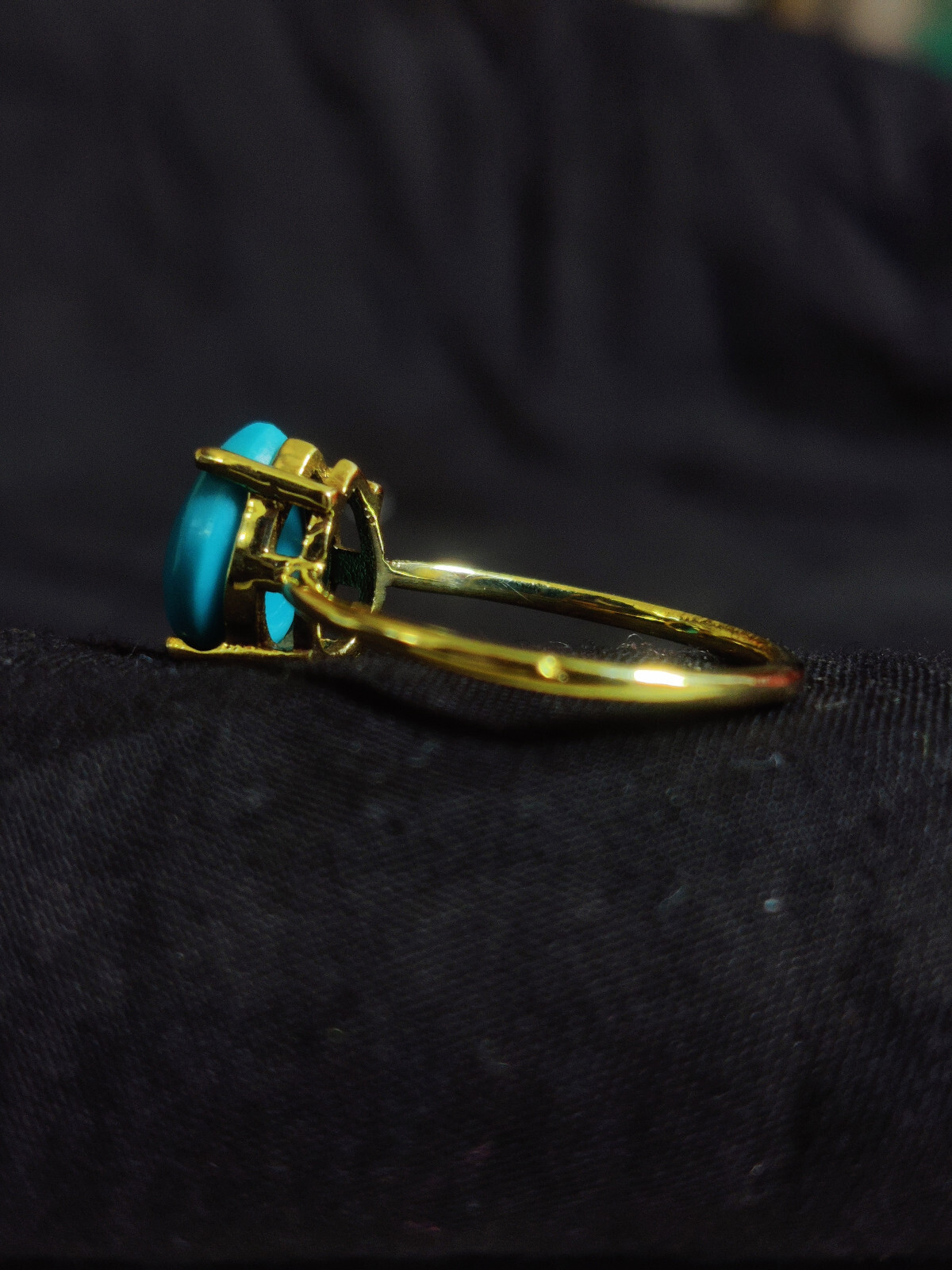 925 Sterling Silver Ring*Sleeping Beauty Turquoise Pear Cab Ring*Gold Ring TR710