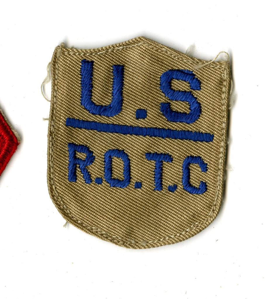 US ROTC Medium Blue Thread on Khaki Twill WWII Vintage