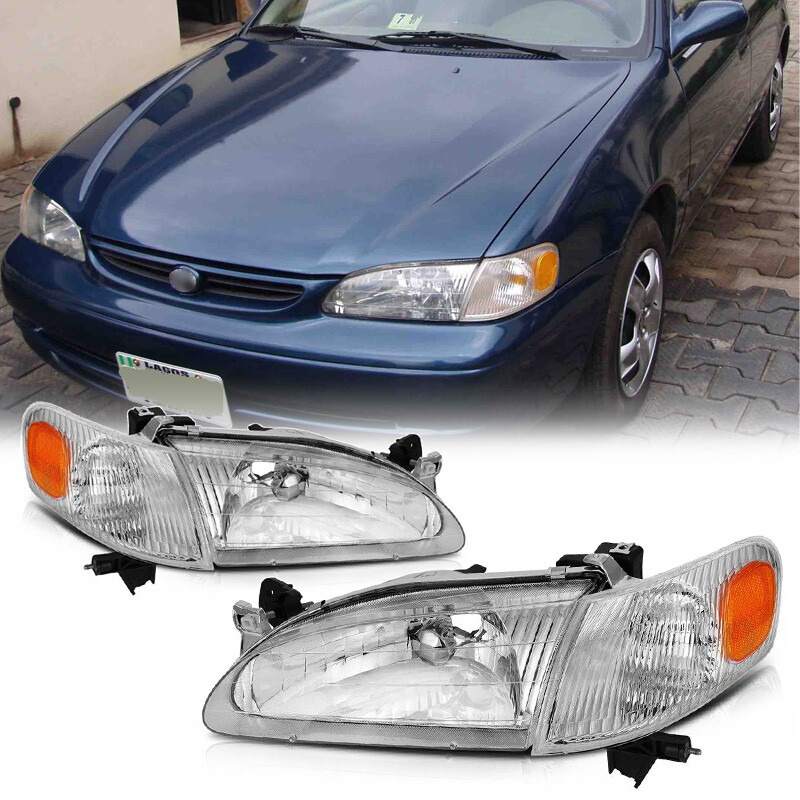 Fit 1998 1999 2000 Toyota Corolla Combo Set Headlight & Corner Parking Lights 98
