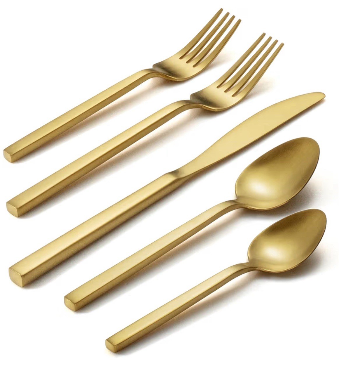 Flatware Set, Gold Stainless Steel Service for 4, 5-Piece Place 20- Piece