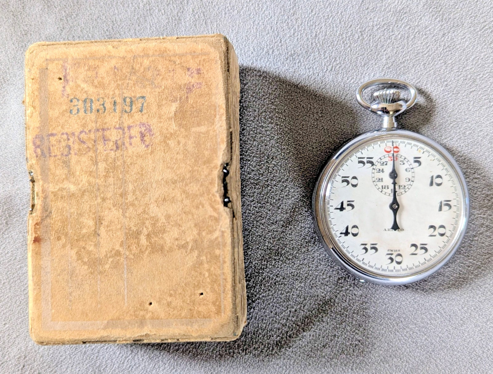 VINTAGE ARISTO STOPWATCH! SWISS MADE w/ORIGINAL BOX! WORKING CONDITION!