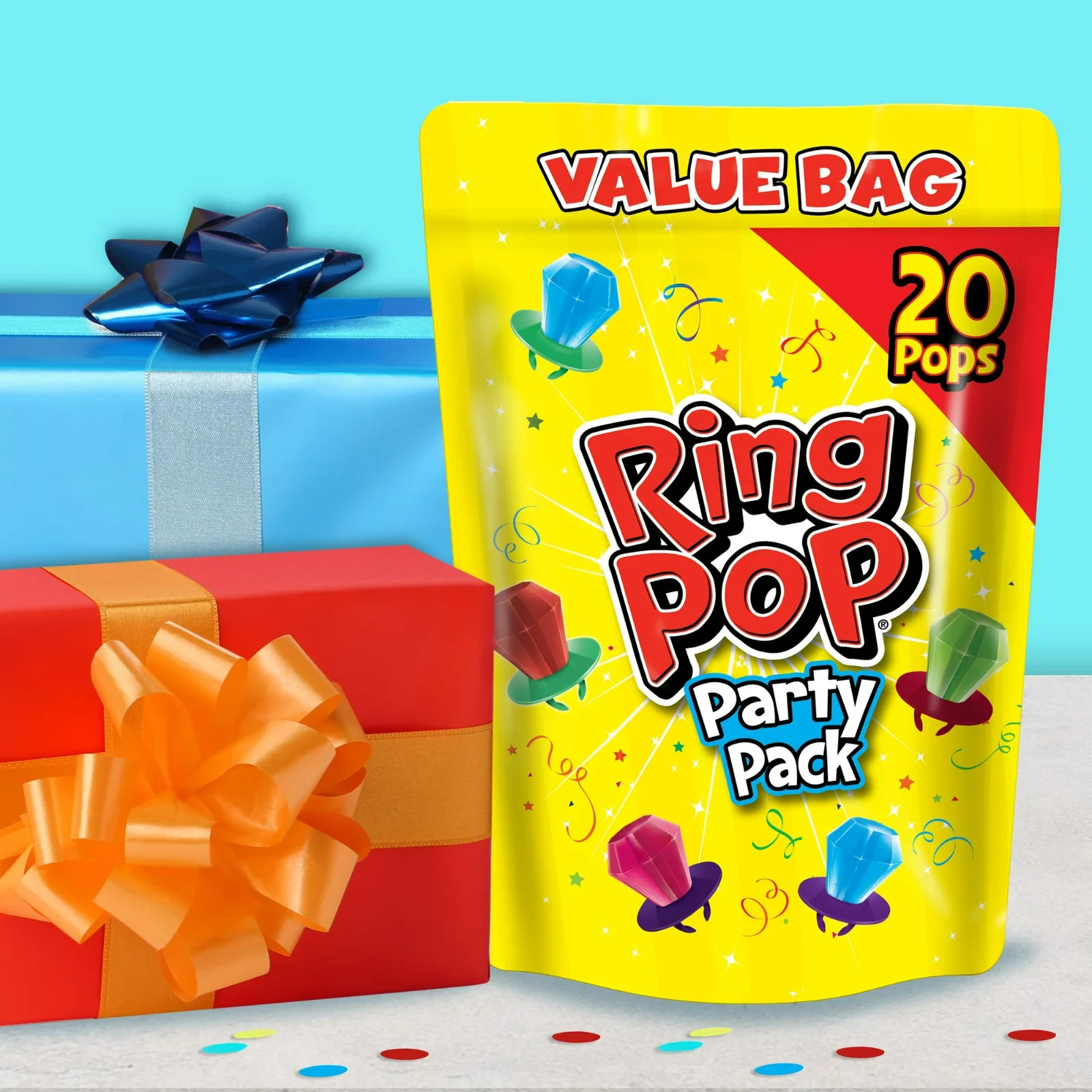 Ring Pop, Kosher, Assorted Flavor,Individually Wrapped Lollipops, 10 oz 20 Count
