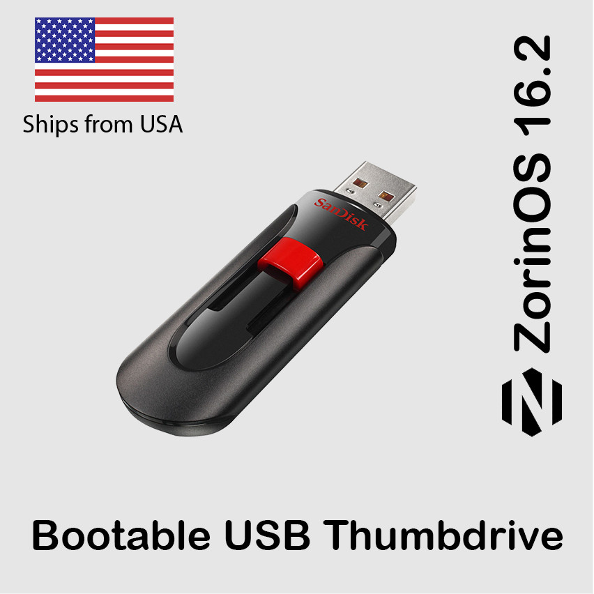 Zorin OS 16.2 CORE 64Bit on USB Thumbdrive (Bootable Live or Install)