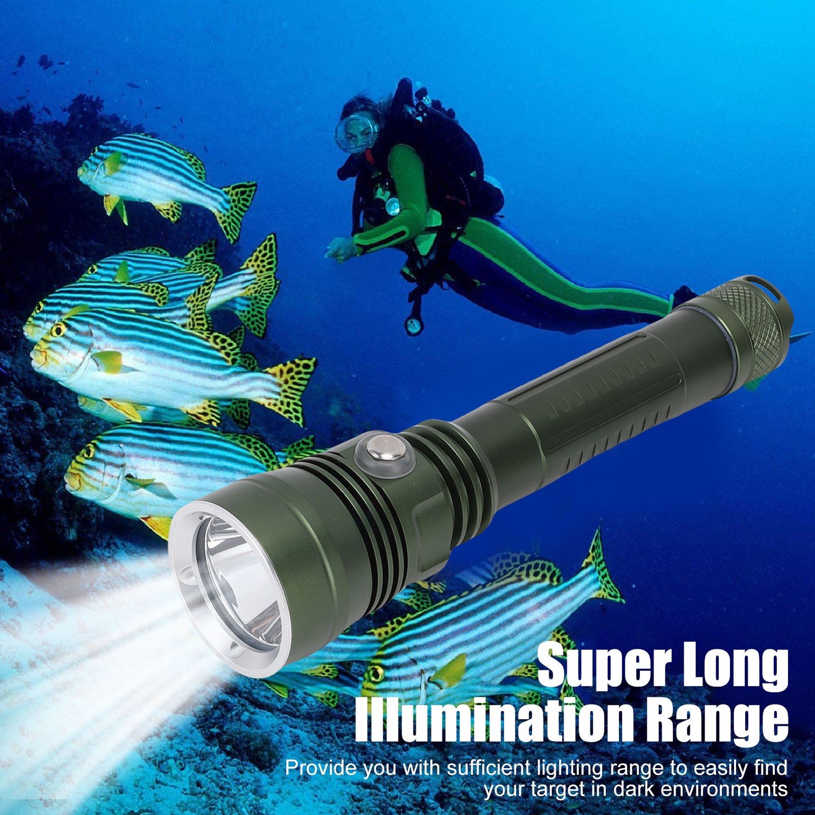Dive Torch Diving Flashlight 80m Water Proof For Underwater Salvage