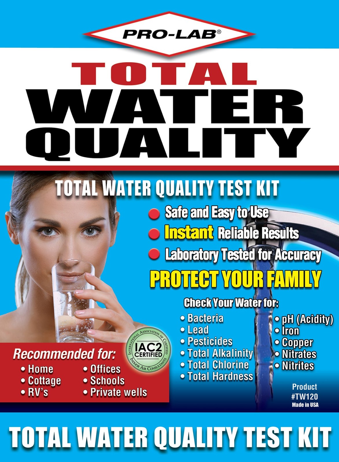 Pro Lab TW120 Complete Water Analysis Test Kit for Private Wells