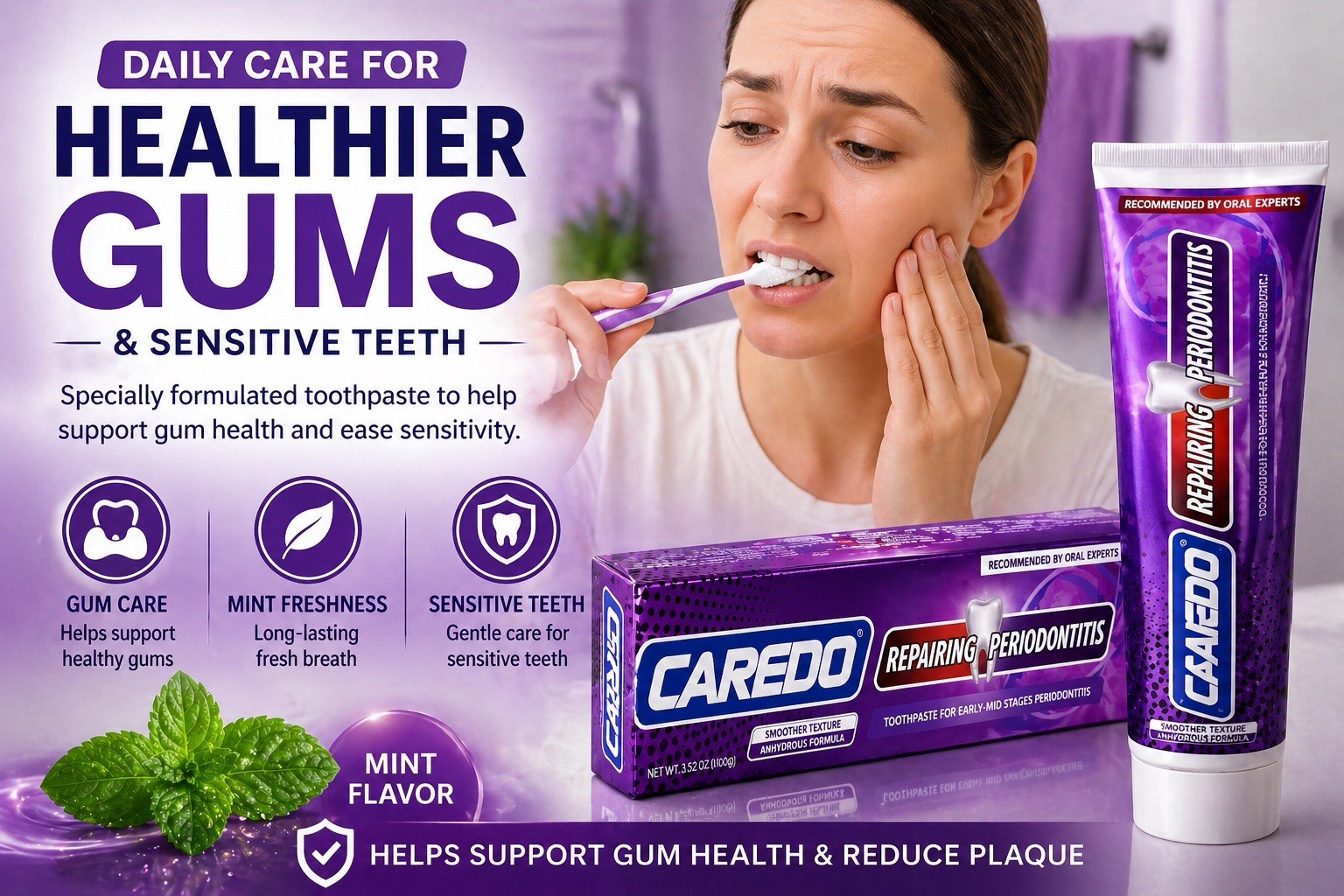 CAREDO Gum Disease Toothpaste Periodontitis Gingivitis Receding Gums
