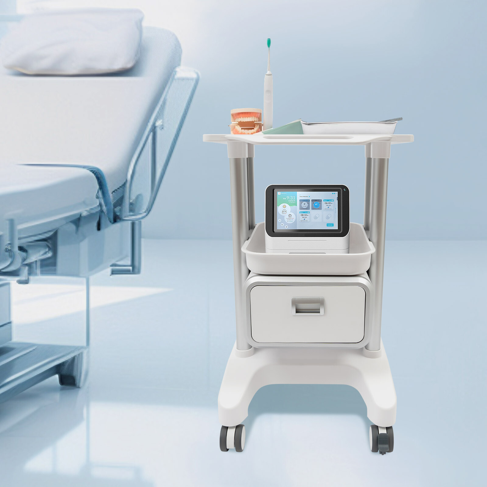 Rolling Tool Trolley Medical Trolley Mobile Cosmetic Instruments Cart w/ Wheels